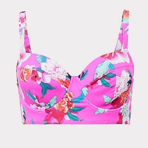 TORRID Neon pink floral underwire bikini top